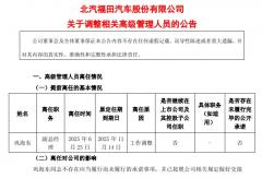 福田汽車高層大變！鞏海東離任 新聘兩位副總